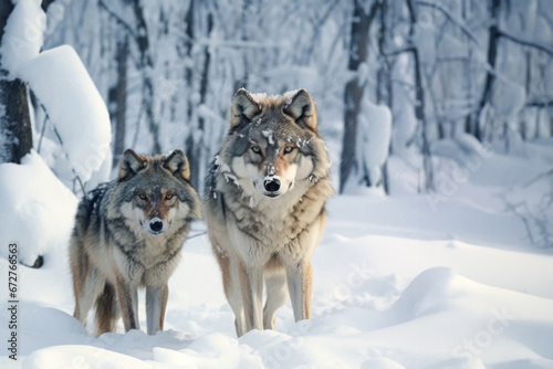 Two Wolves In The Snow © Anastasiia