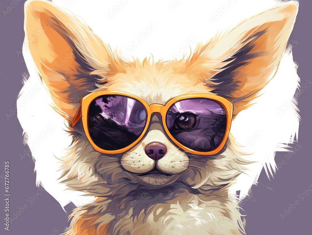 of Fennec Fox with mirror sunglasses.