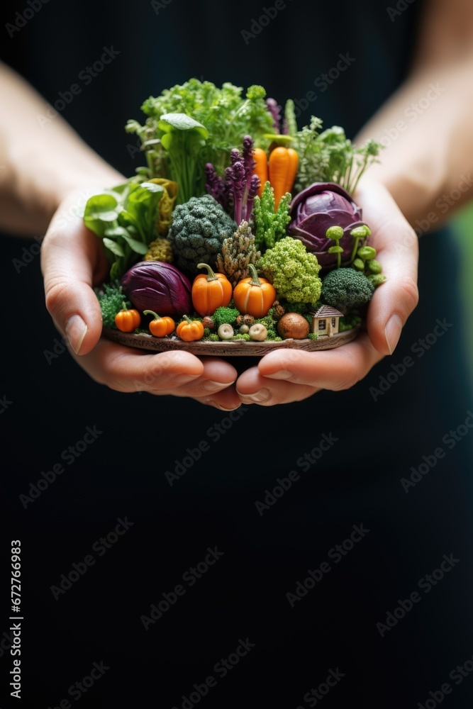 Nutrition à Portée de Main : Scène de Régime Sain avec Mini Légumes et Agriculture Biologique Nutrition à Portée de Main : Scène de Régime Sain avec Mini Légumes et Agriculture Biologique