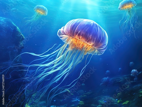Moon Jellyfish in sea water © Nipon