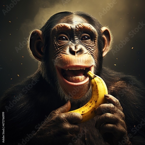 Monkey Eating Banana photo