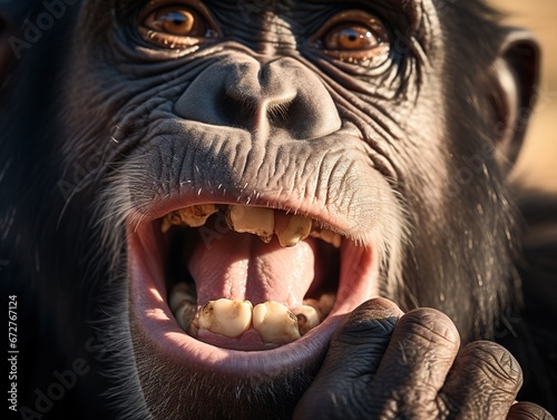 Chimpanzee Picking it s Teeth © Nipon