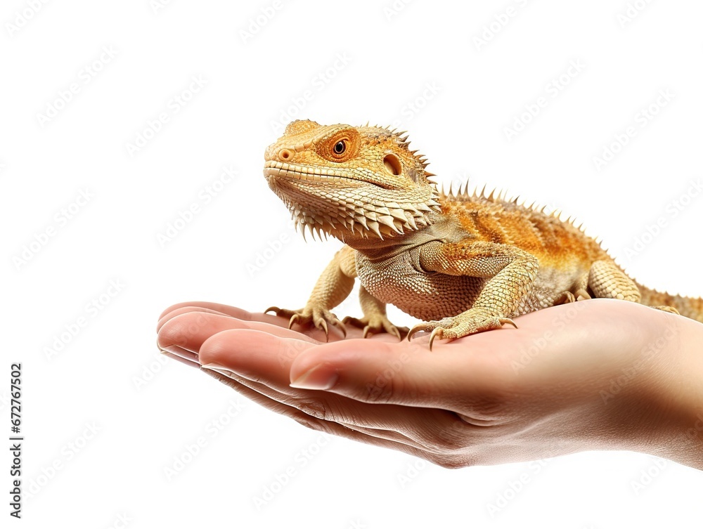 Obraz premium Bearded dragon being held isolated