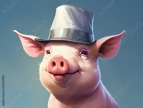Pig in a different hat