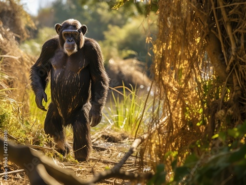 A Chimpanzee walking at Ol Pejeta Conservancy photo