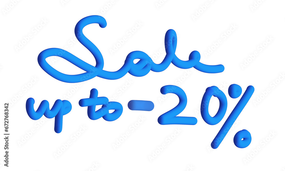 handwritten volumetric inscription about a discount, 3d handwritten volumetric inscription about a discount, 3d