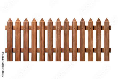 Wooden garden fence isolated on white background.generative ai 