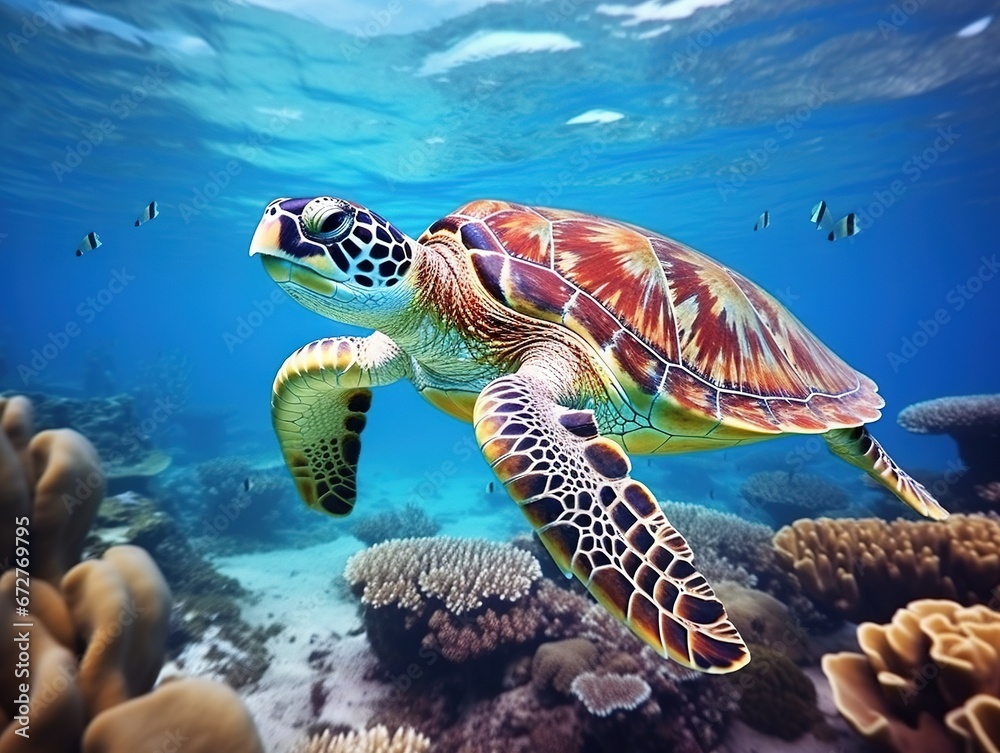 Green turtle, great barrier reef, cairns, australia Green turtle, great barrier reef, cairns, australia
