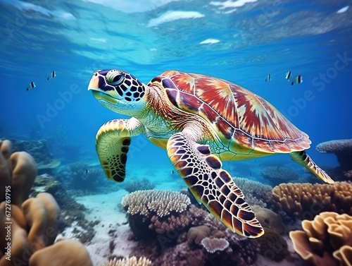 Green turtle, great barrier reef, cairns, australia