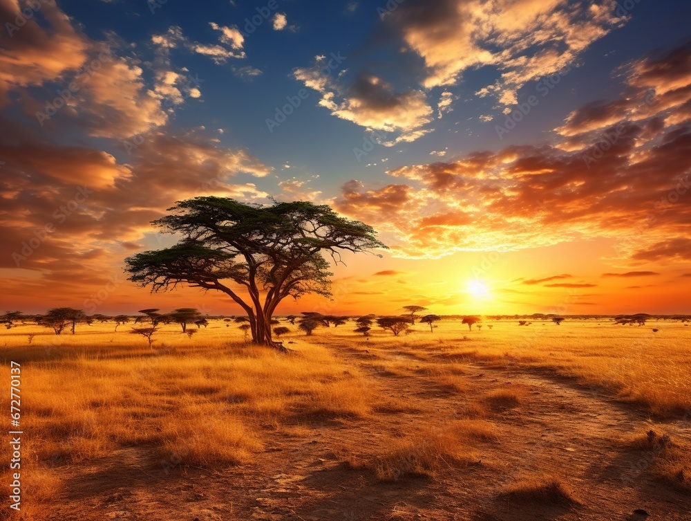 Savanna landscape in Africa, Amboseli, Kenya Savanna landscape in Africa, Amboseli, Kenya