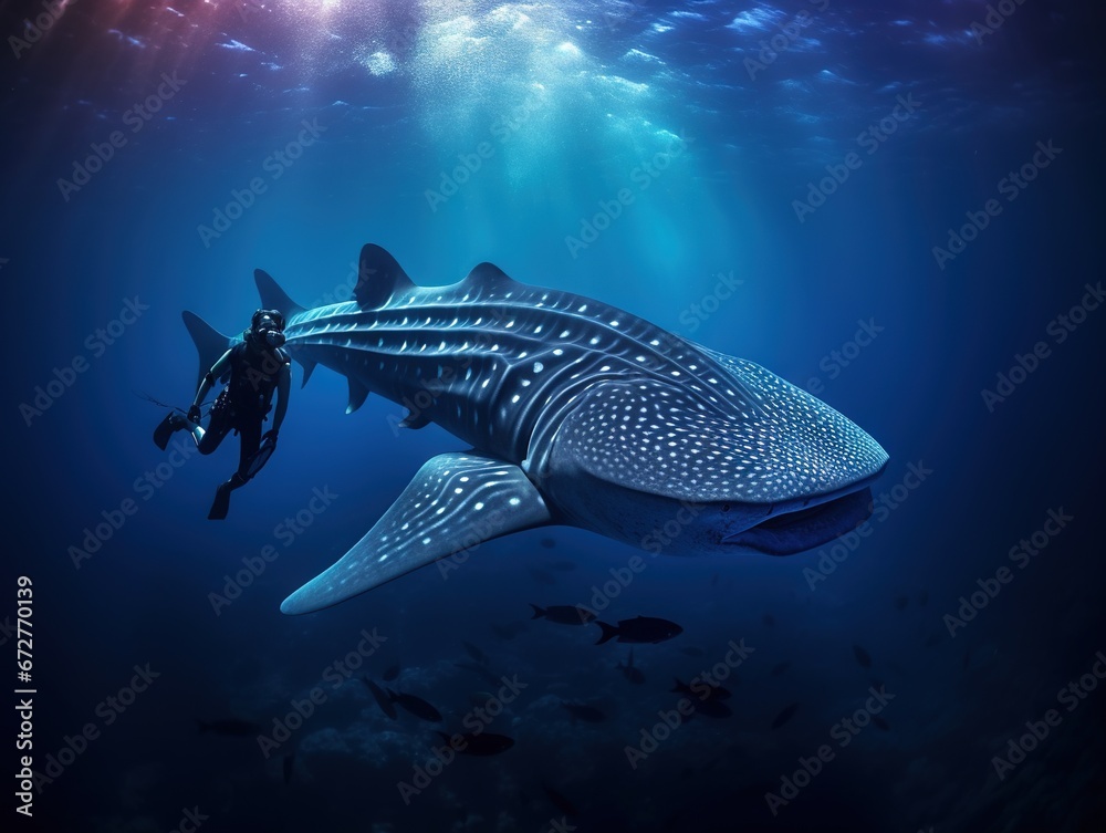 Fototapeta premium Whale shark and underwater photographer