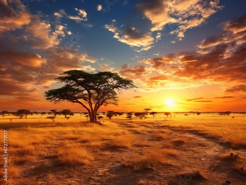 Savanna landscape in Africa  Amboseli  Kenya