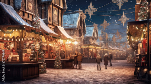 Yuletide Delights: A Bustling Christmas Market Scene