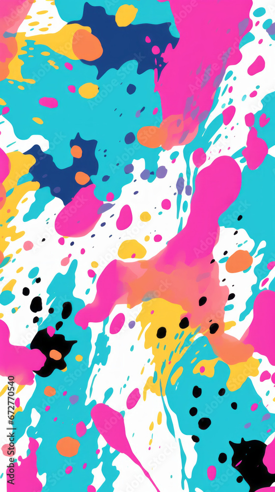 Fototapeta premium Splatter Colorful modern hand drawn trendy abstract pattern