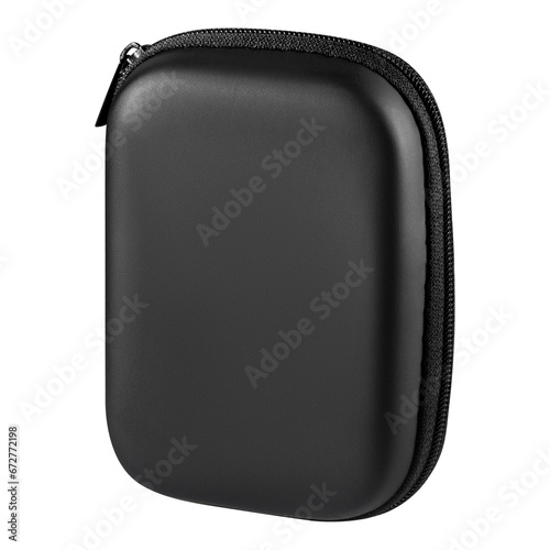 Hard Travel Carrying Case for Kit Accessories and Most Small Device, Vape Pods and Charger isolated background. Protective black small Organizer Bag with zipper. mockup