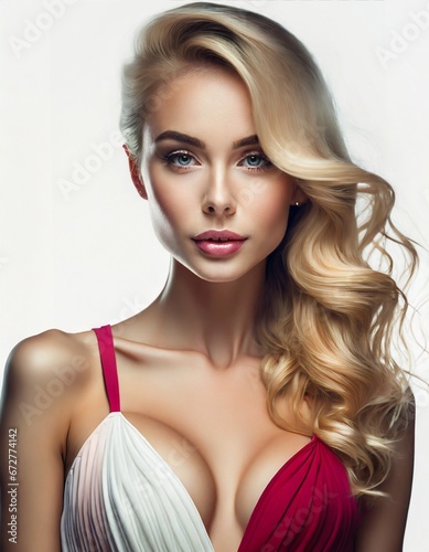 Young good-looking woman portrait, wearing camisoles isolated on white background