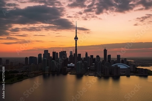Time-lapse of Toronto sunrise, Sheldon Lookout, downtown skyline. Generative AI photo