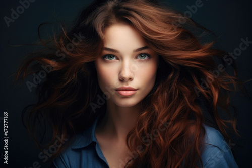 Portrait of young beautiful woman for Blue Monday Day