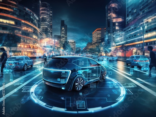 .Smart cars with automatic sensor driving on metropolis with wireless connection