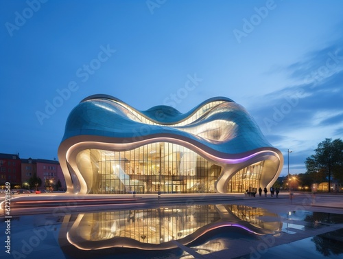 Futuristic office building in Szczecin Philharmonic photo