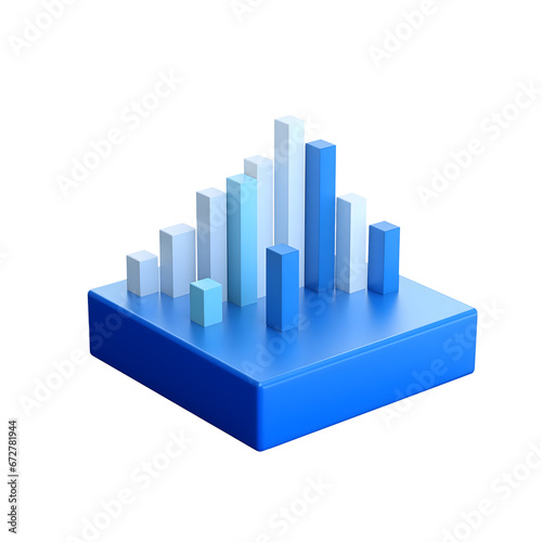 Blue 3D illustration of a bar chart  3D icon  business
