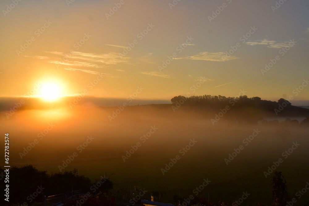 morning fog at sunset time in the Eifel