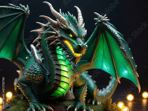 green wooden dragon. Symbol of the new year 2024 © Roman