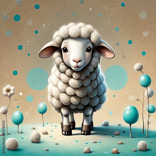 sheep in on a colorful background. holiday, birthday, party concept.