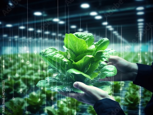 Iot smart farming agriculture in industry 4.0 technology with artificial intelligence and machine learning concept photo