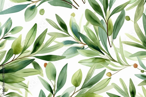 Wallpaper Mural Olive tree leaves on white background. AI Generated Torontodigital.ca