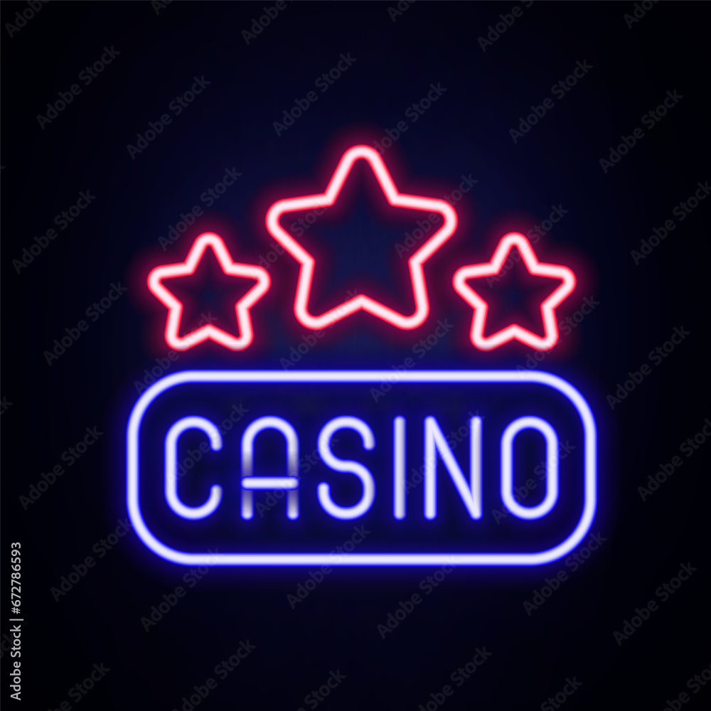 Glowing neon line Casino signboard icon isolated on brick wall background. Colorful outline concept. Vector Glowing neon line Casino signboard icon isolated on brick wall background. Colorful outline concept. Vector
