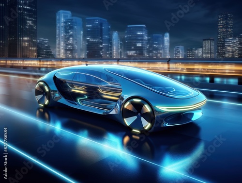 Autonomous car with passengers Future technology smart car concept © Nipon