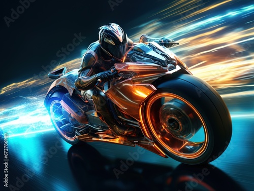 Scince Fiction Motocycle Motorbike Speeding photo