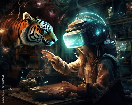 Tiger Virtual reality archaeo-anthropologist exploring digital societies photo
