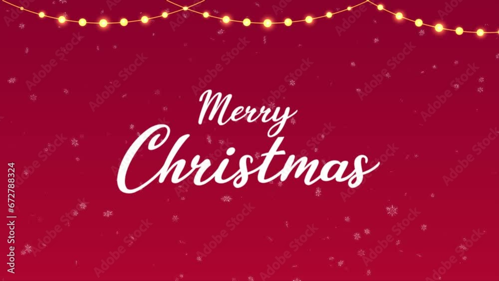 merry christmas text with blinking lights, snowflakes on red background , 4K animation merry christmas text with blinking lights, snowflakes on red background , 4K animation