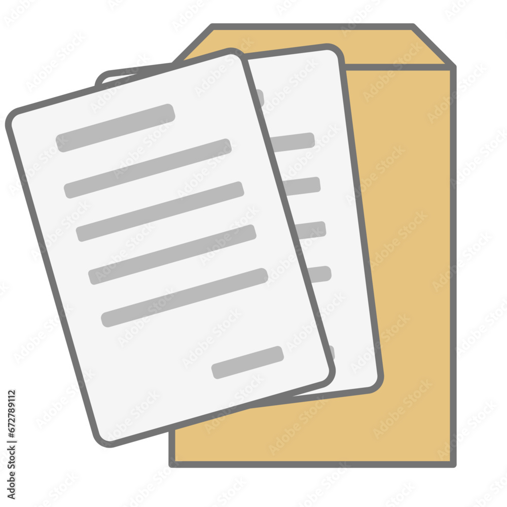 書類と封筒のイラスト 書類と封筒のイラスト