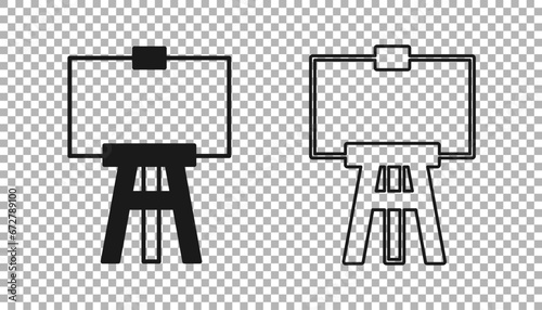 Black Wood easel or painting art boards icon isolated on transparent background. Vector