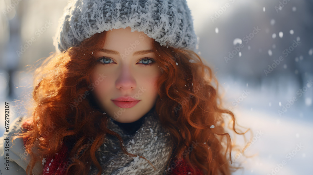 Beautiful girl in winter snowy park
Beautiful girl in winter snowy park
