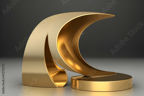 3D Style of art golden sculpture 