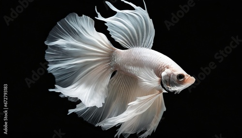 Capture the moving moment of a copper siamese fighting fish isolated on black background © CreativeStock
