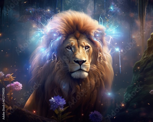 Lion Quantum dreamer exploring parallel dreamscapes © Nipon
