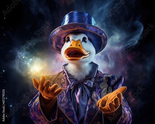 Fototapeta Duck Cosmic illusionist conjuring celestial spectacles