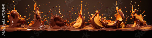 Dynamic caramel and chocolate splash