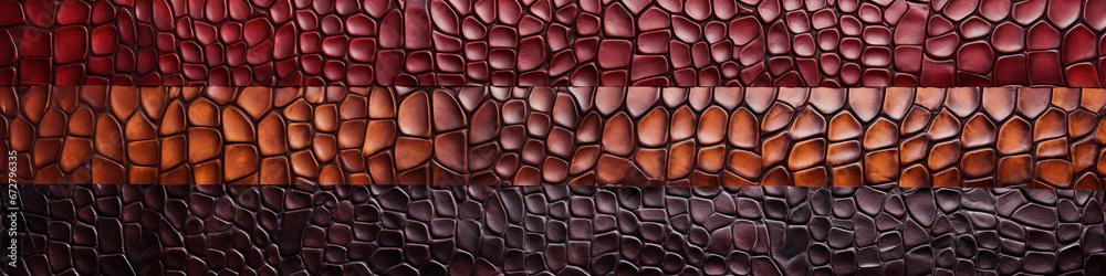 Varied leather textures in red tones