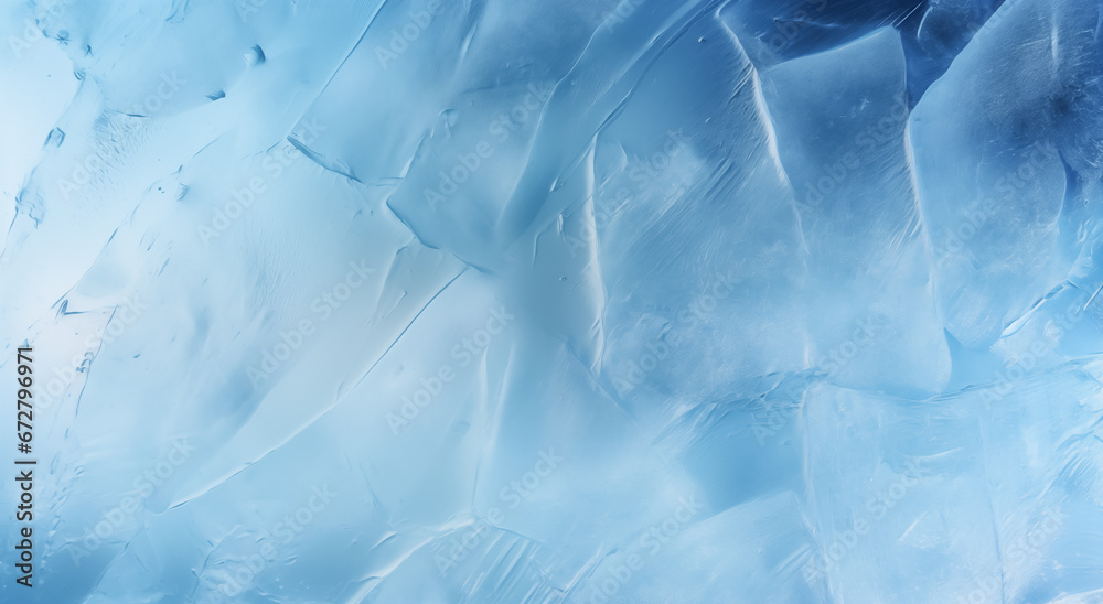 Obraz premium Ice texture crystal, blue tones background. Textured cold frosty surface of ice. 