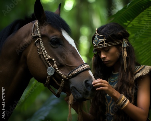 Horse Ethnobotanist studying indigenous plants © Nipon