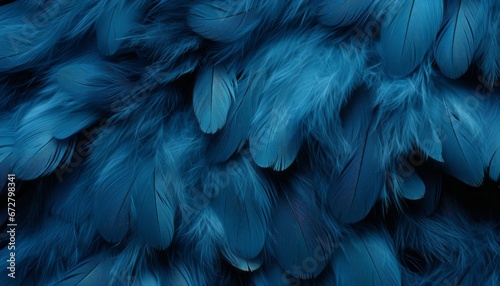 Intricately detailed digital art featuring vibrant blue bird feathers on textured background