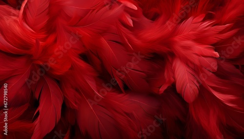 Vibrant red feathers texture background with detailed digital art showcasing big bird feathers