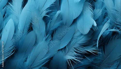 Blue feather texture background with large bird feathers for creative projects and designs