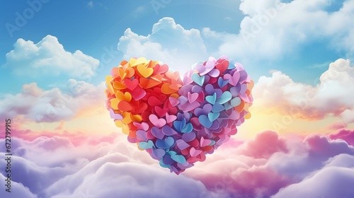 Colorful heart in the clouds as abstract background.